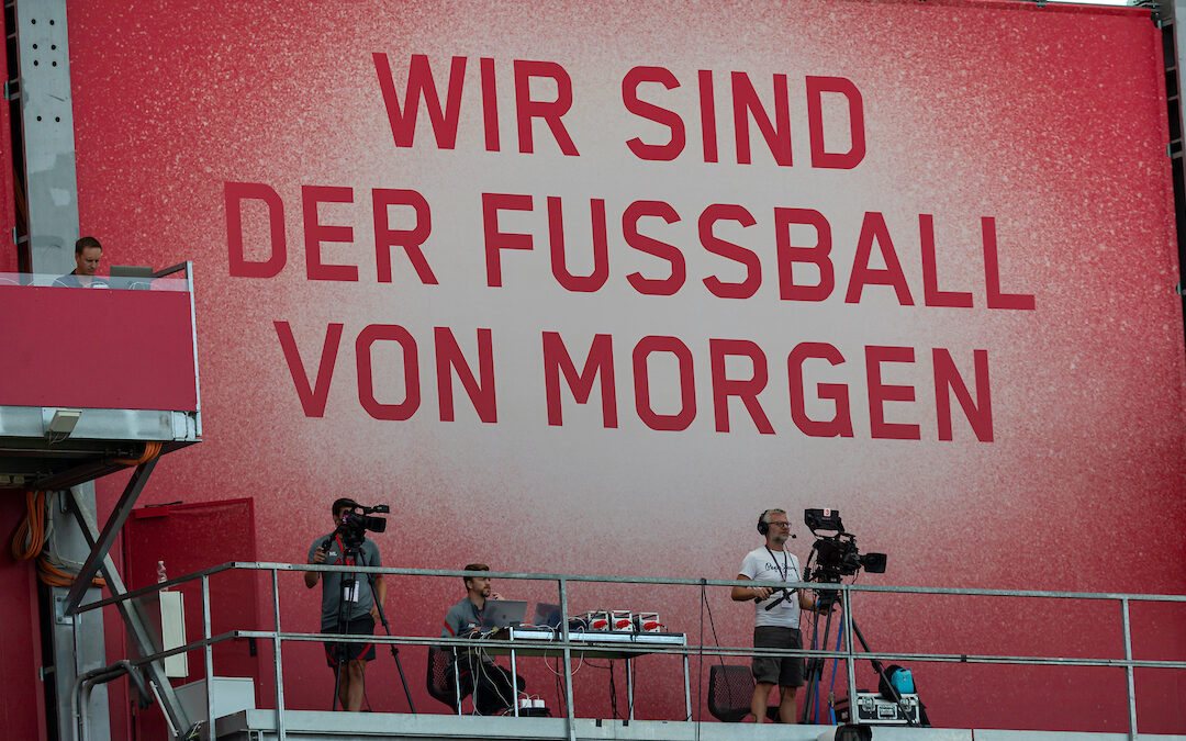 "We are the football of tomorrow" -Television camera operators during a preseason friendly match between FC Red Bull Salzburg and Liverpool FC at the Red Bull Arena