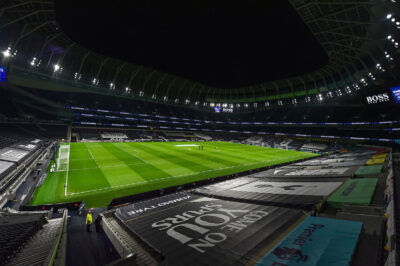 A general view of the Tottenham Hotspur Stadium before the FA Premier League match between Tottenham Hotspur FC and Liverpool FC at the Tottenham Hotspur Stadium