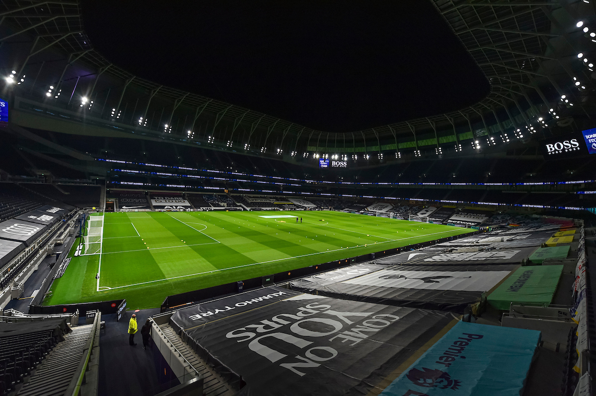 A general view of the Tottenham Hotspur Stadium before the FA Premier League match between Tottenham Hotspur FC and Liverpool FC at the Tottenham Hotspur Stadium