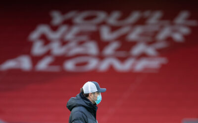 Liverpool's manager Jürgen Klopp during the pre-match warm-up before the FA Premier League match between Liverpool FC and Manchester City FC at Anfield