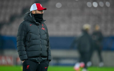 Liverpool's manager Jürgen Klopp during the pre-match warm-up before the UEFA Champions League Group D match between FC Midtjylland and Liverpool FC at the Herning Arena