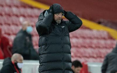 Liverpool's manager Jürgen Klopp reacts during the FA Premier League match between Liverpool FC and Manchester City FC at Anfield