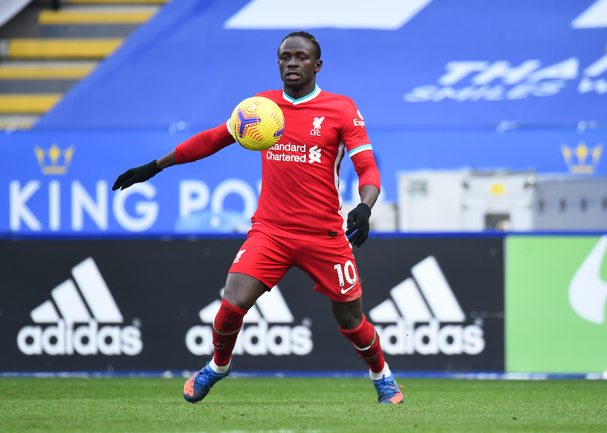 Liverpool's Sadio Mané during the FA Premier League match between Leicester City FC and Liverpool FC at the King Power Stadium