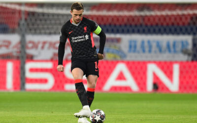 Liverpool's captain Jordan Henderson during the UEFA Champions League Round of 16 1st Leg game between RB Leipzig and Liverpool FC at the Puskás Aréna