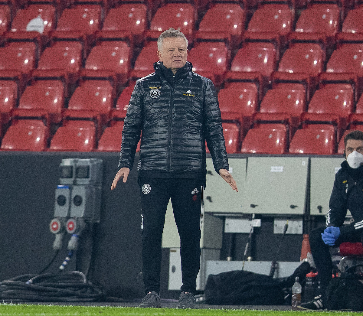 Sheffield United's manager Chris Wilder during the FA Premier League match between Sheffield United FC and Liverpool FC at Bramall Lane