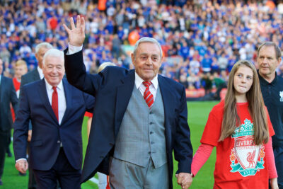 Former Liverpool player Ian St. John before the FA Premier League match against Leicester City at Anfield
