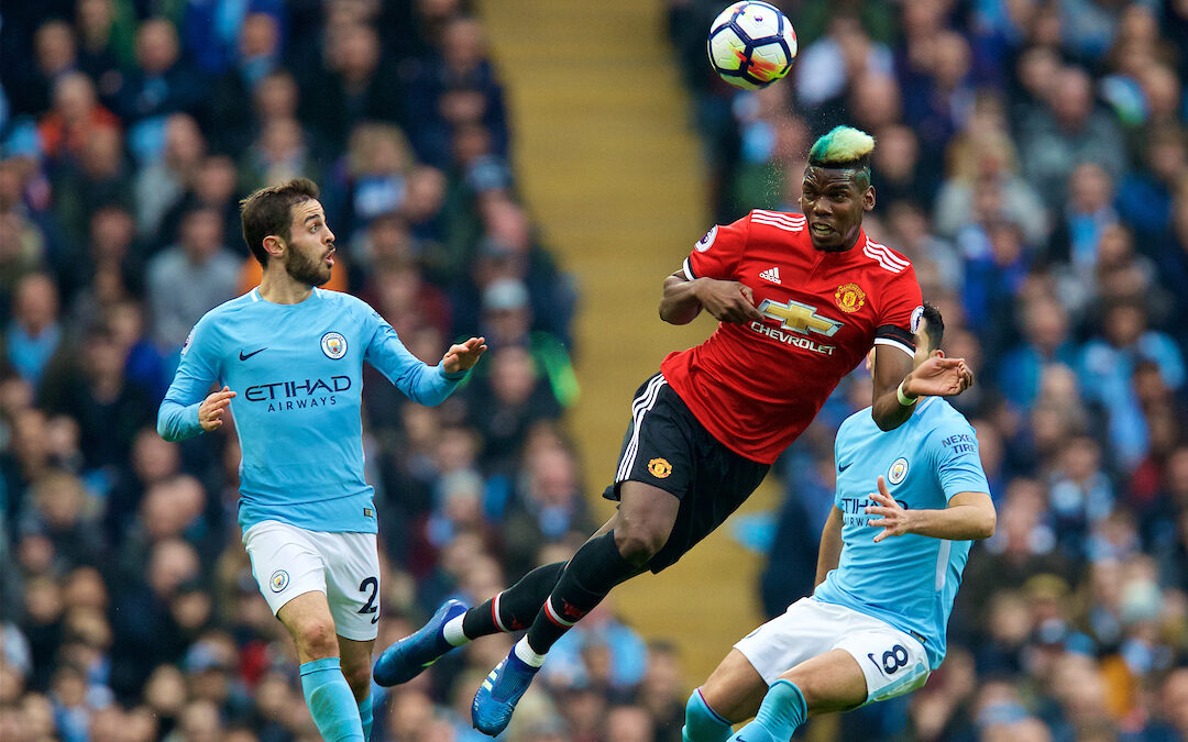 The FA Premier League match between Manchester City FC and Manchester United FC at the Etihad Stadium