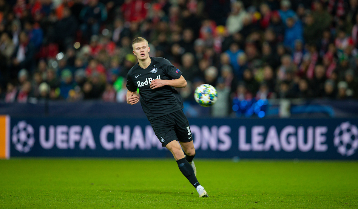 FC Salzburg's Erling Braut Håland during the final UEFA Champions League Group E match between FC Salzburg and Liverpool FC at the Red Bull Arena