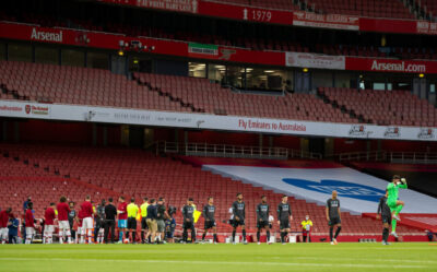 Arsenal players give Champions Liverpool a Guard of Honour before the FA Premier League match between Arsenal FC and Liverpool FC at the Emirates Stadium