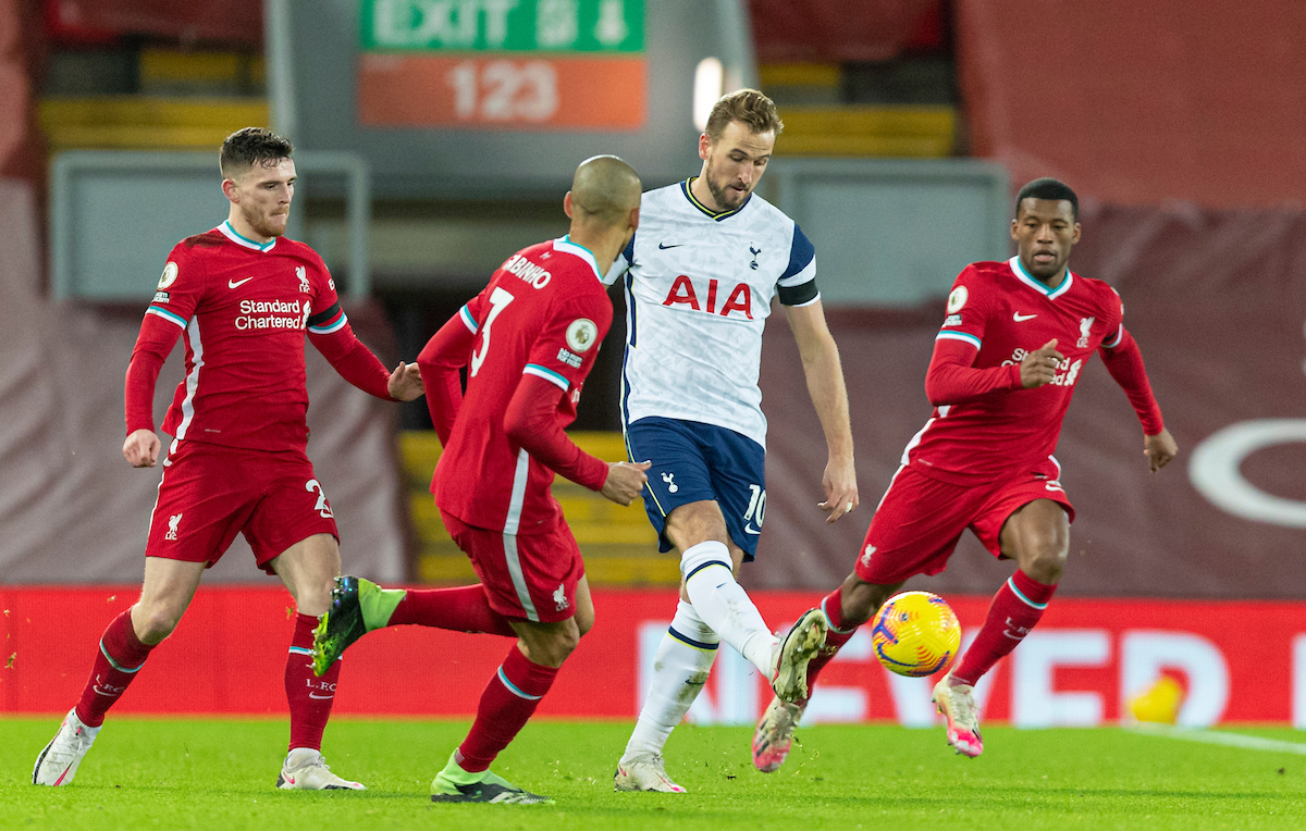 Harry Kane during the FA Premier League match between Liverpool FC and Tottenham