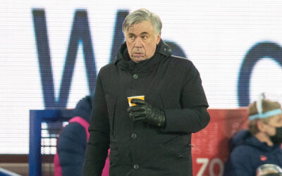 Everton's manager Carlo Ancelotti with a hot drink during the FA Cup 5th Round