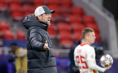 Liverpool's manager Jürgen Klopp during the UEFA Champions League Round of 16 2nd Leg game between Liverpool FC and RB Leipzig at the Puskás Aréna