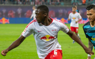 Liverpool FC transfer target Ibrahima Konate playing for RB Leipzig