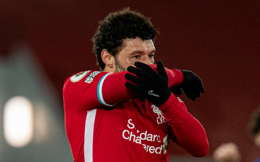 Liverpool's Alex Oxlade-Chamberlain looks dejected at the final whistle during the FA Premier League match between Liverpool FC and Chelsea FC at Anfield