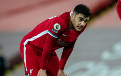 Liverpool's Ozan Kabak during the FA Premier League match between Liverpool FC and Chelsea FC at Anfield