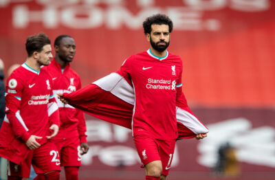Liverpool's Mohamed Salah before the FA Premier League match between Liverpool FC and Fulham FC at Anfield