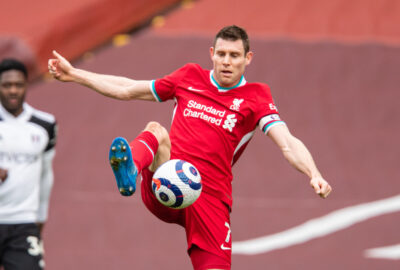 Liverpool's James Milner during the FA Premier League match between Liverpool FC and Fulham FC at Anfield