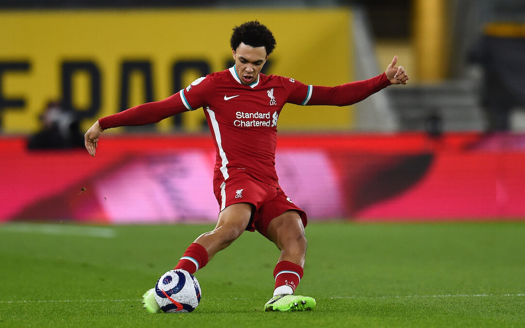 Trent Alexander-Arnold during the Premier League match between Wolves and Liverpool FC at Molineux Stadium