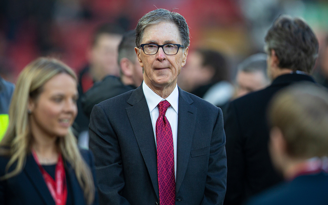 European Super League advocate and Liverpool owner John W. Henry pictured before the FA Premier League match between Liverpool FC and Manchester United FC at Anfield.