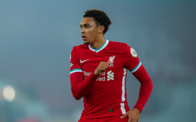 Liverpool’s Trent Alexander-Arnold during the FA Premier League match between Liverpool FC and Arsenal FC at Anfield