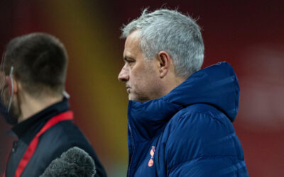 Tottenham Hotspur's manager Jose Mourinho is probably not a European Super League fan interviewed after the FA Premier League match between Liverpool FC and Tottenham Hotspur FC at Anfield.
