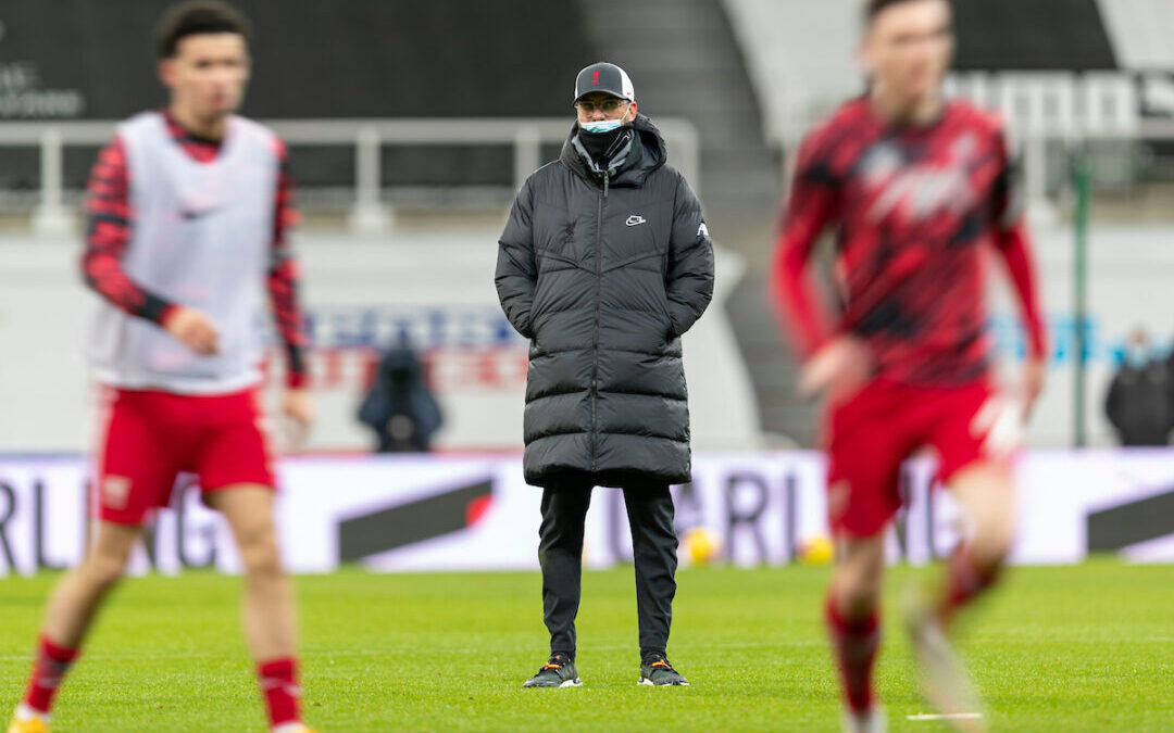 Liverpool’s manager Jürgen Klopp during the pre-match warm-up before the FA Premier League match between Newcastle United FC and Liverpool FC at St. James’ Park. The game ended in a goal-less draw.