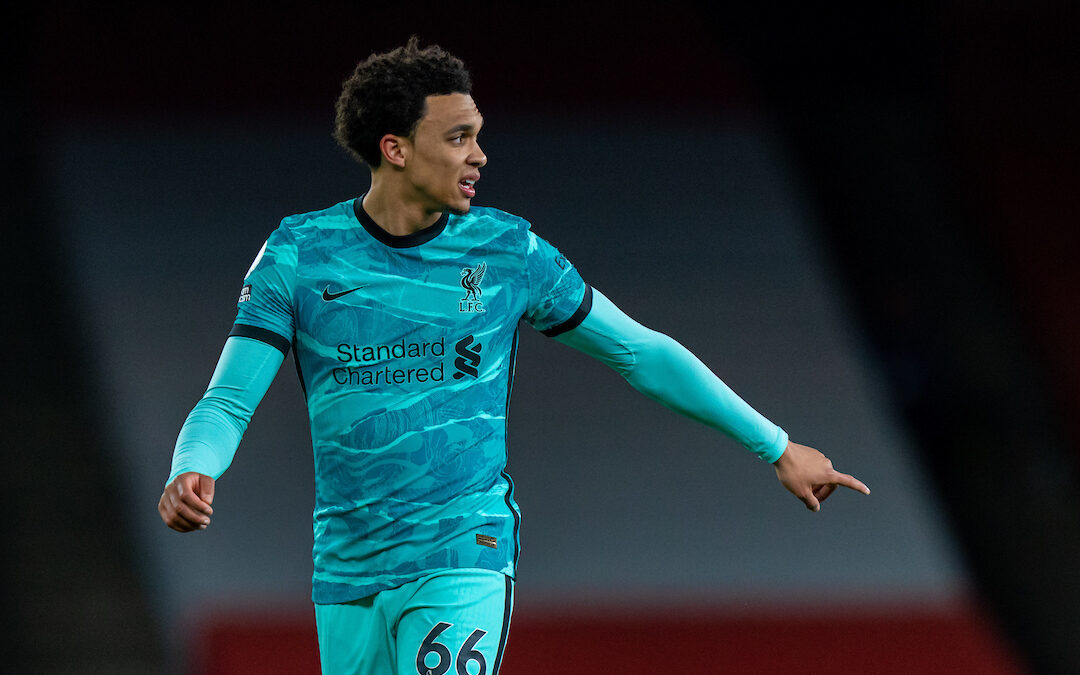 Saturday, April 3, 2021: Liverpool's Trent Alexander-Arnold during the FA Premier League match between Arsenal FC and Liverpool FC at the Emirates Stadium. Liverpool won 3-0.