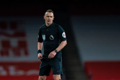 Saturday, April 3, 2021: Referee Stuart Atwell during the FA Premier League match between Arsenal FC and Liverpool FC at the Emirates Stadium. Liverpool won 3-0.