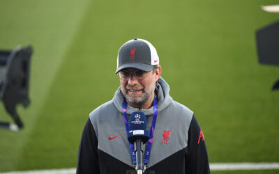 MADRID, SPAIN - Tuesday, April 6, 2021: Liverpool's manager Jürgen Klopp gives an interview before the UEFA Champions League Quarter-Final 1st Leg game between Real Madird CF and Liverpool FC at the Estadio Alfredo Di Stefano. Real Madrid won 3-1.