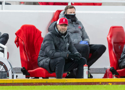 Liverpool's manager Jürgen Klopp during the FA Premier League match between Liverpool FC and Burnley FC at Anfield.