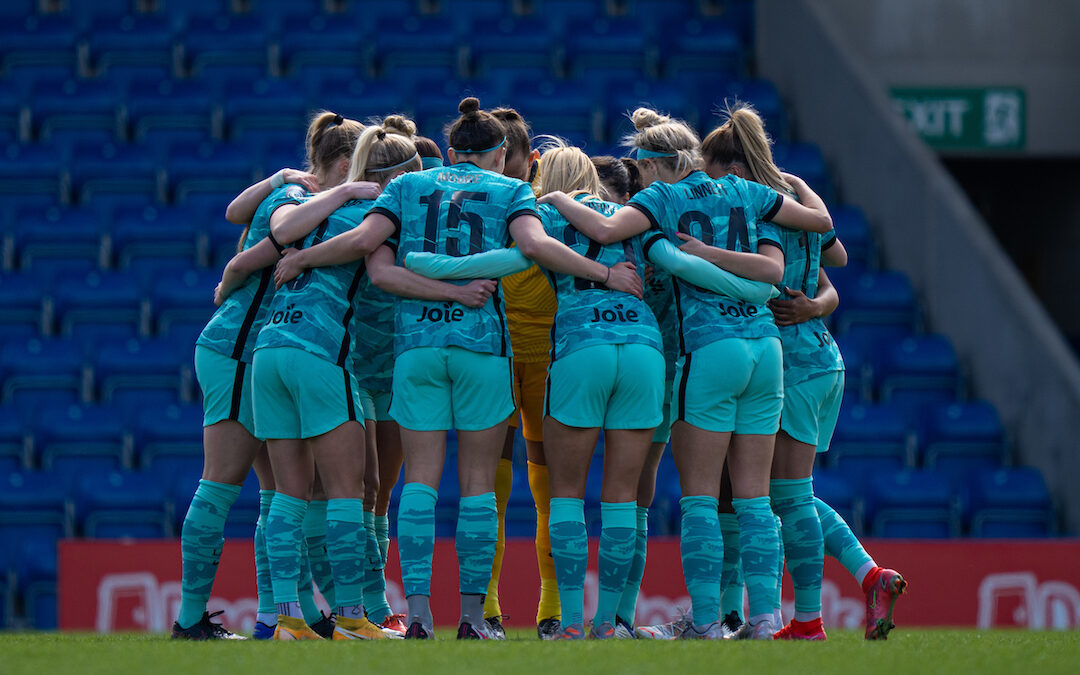 Liverpool players form a pre-match team huddle before the FA Women’s Championship game between Sheffield United FC Women and Liverpool FC Women at the Technique Stadium