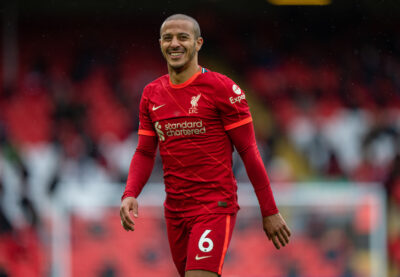 Liverpool's Thiago Alcantara during the final FA Premier League match between Liverpool FC and Crystal Palace FC at Anfield.
