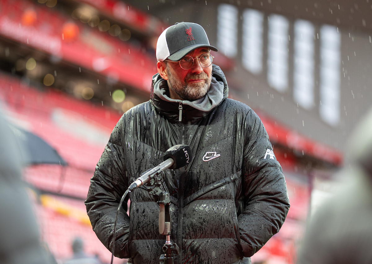 Liverpool's manager Jurgen Klopp gives an interview to LFC.TV after the final FA Premier League match between Liverpool FC and Crystal Palace FC at Anfield.