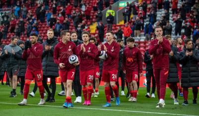 Liverpool players on a lap of honour after the final FA Premier League match between Liverpool FC and Crystal Palace FC at Anfield.