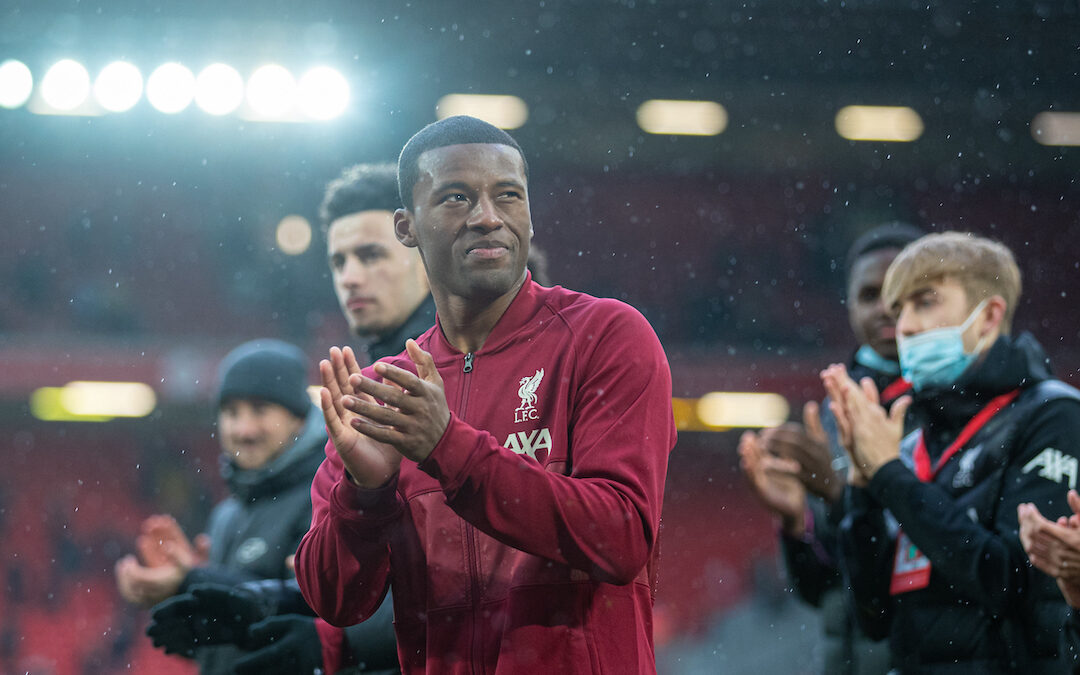 Wijnaldum on a lap of honour after the final FA Premier League match between Liverpool FC and Crystal Palace FC at Anfield.