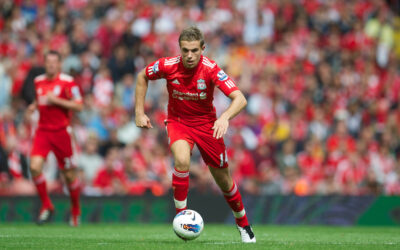 Jordan Henderson in action for Liverpool FC against Sunderland during the Premiership match at Anfield in 2011.