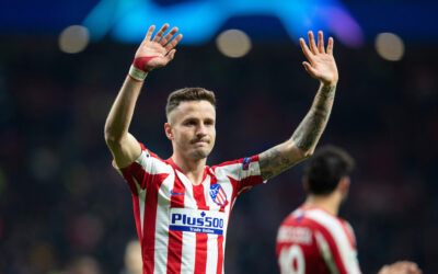 Saul Niguez playing against Liverpool for Atletico Madrid