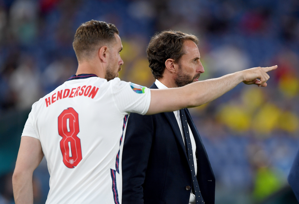 Jordan Henderson of Liverpool playing for England at EURO 2020