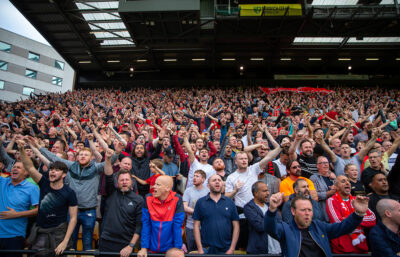 Liverpool supporters during the FA Premier League match between Norwich City FC and Liverpool FC at Carrow Road