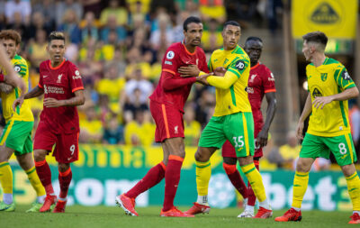 Liverpool's Joel Matip during the FA Premier League match between Norwich City FC and Liverpool FC at Carrow Road