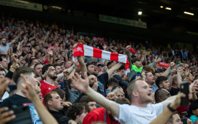 Liverpool supporters during the FA Premier League match between Norwich City FC and Liverpool FC at Carrow Road