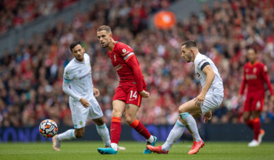 Liverpool's captain Jordan Henderson during the FA Premier League match between Liverpool FC and Burnley FC at Anfield