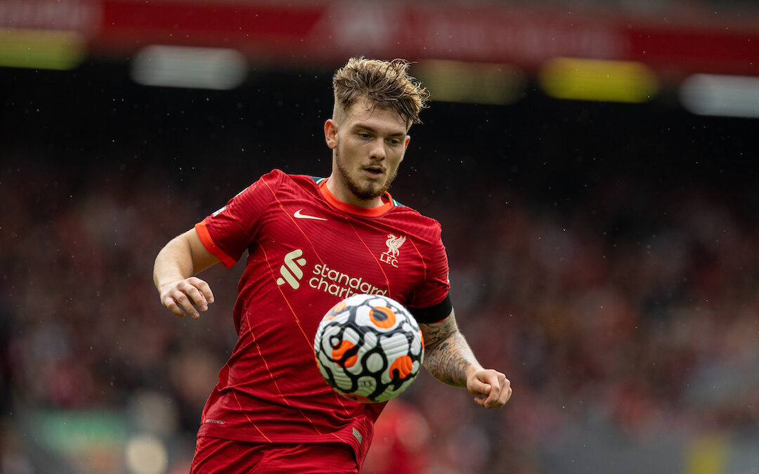 Liverpool's Harvey Elliott during the FA Premier League match between Liverpool FC and Burnley FC at Anfield