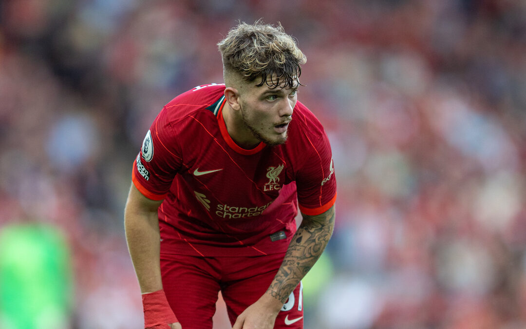 Liverpool's Harvey Elliott during the FA Premier League match between Liverpool FC and Chelsea FC at Anfield