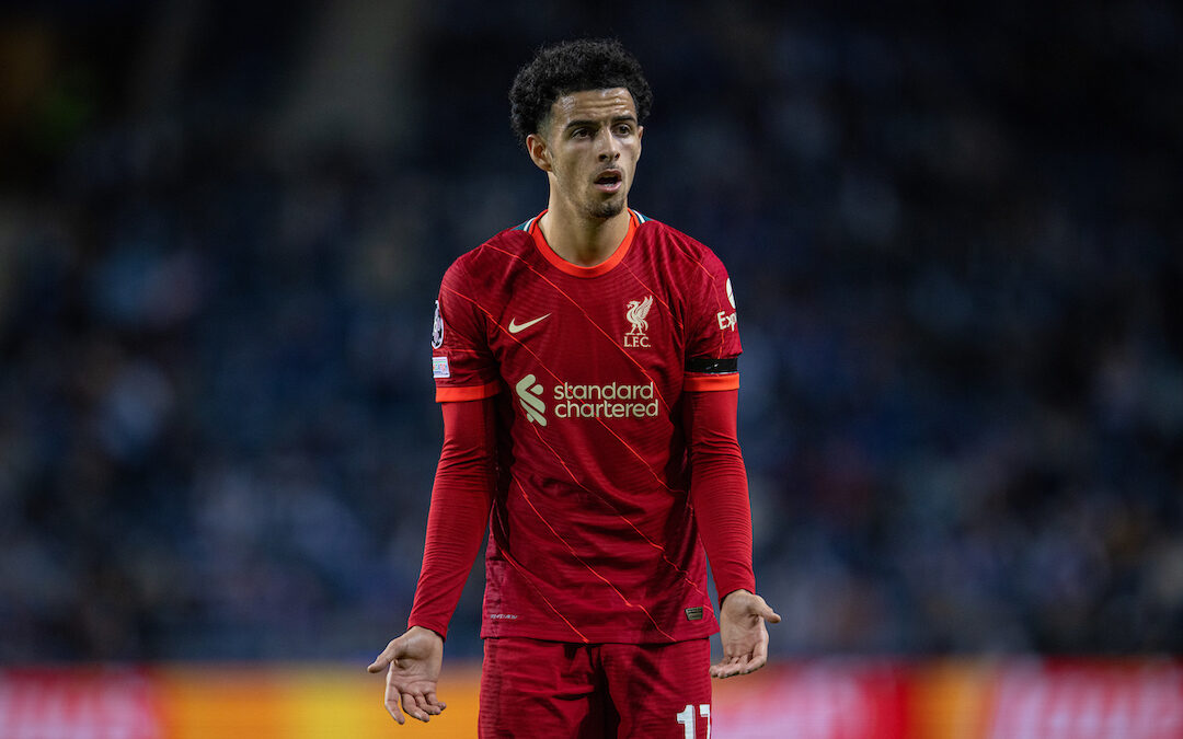 Liverpool's Curtis Jones during the UEFA Champions League Group B Matchday 2 game between FC Porto and Liverpool FC at the Estádio do Dragão. Liverpool won 5-1