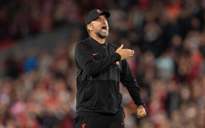 Liverpool's manager Jurgen Klopp celebrates at full time after the UEFA Champions League Group B Matchday 1 game between Liverpool FC and AC Milan at Anfield