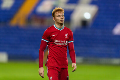 Liverpool's Sepp Van Den Berg looks dejected as his side lose to Tranmere Rovers during the EFL Trophy Northern Group D match between Tranmere Rovers FC and Liverpool FC Under-21's at Prenton Park
