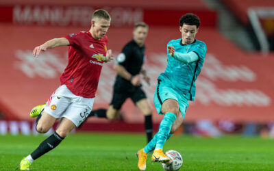 Liverpool's Curtis Jones (R) and Manchester United's Scott McTominay during the FA Cup 4th Round match between Manchester United FC and Liverpool FC at Old Trafford