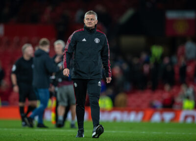 Manchester United's manager Ole Gunnar Solskjær looks dejected after the Football League Cup 3rd Round match between Manchester United FC and West Ham United FC at Old Trafford