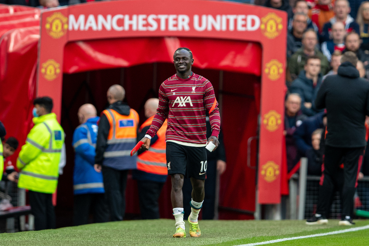 Sadio Mané during the FA Premier League match between Manchester United FC and Liverpool FC at Old Trafford